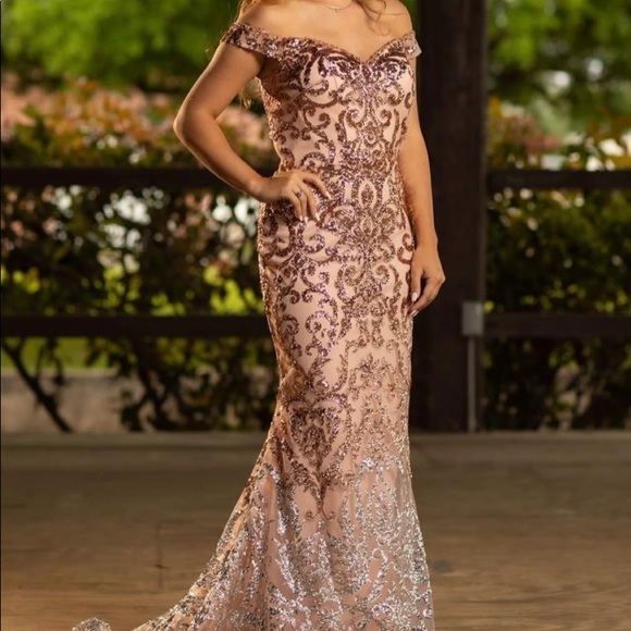 Custom rose gold and silver prom dress - Picture 1 of 4